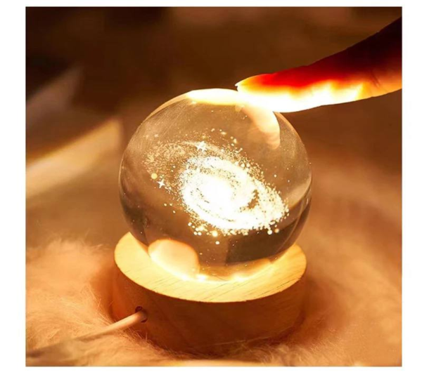 Esfera lampara de cristal 3D con luz led - Imagen 4